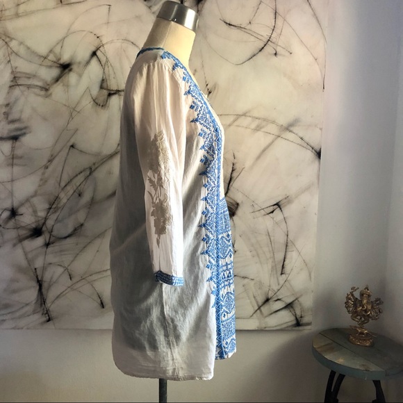 Johnny Was White Cotton Embroidered Top - Picture 3 of 8